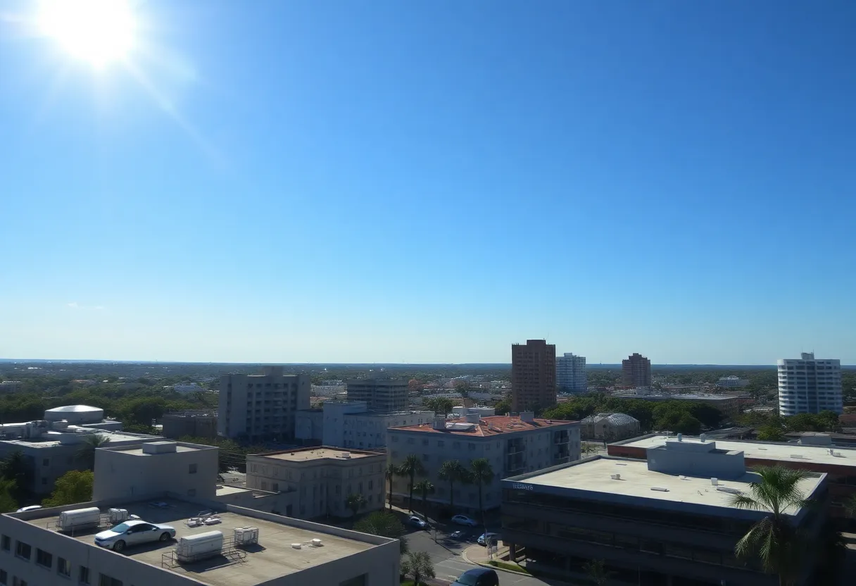 Jacksonville skyline under extreme heat conditions