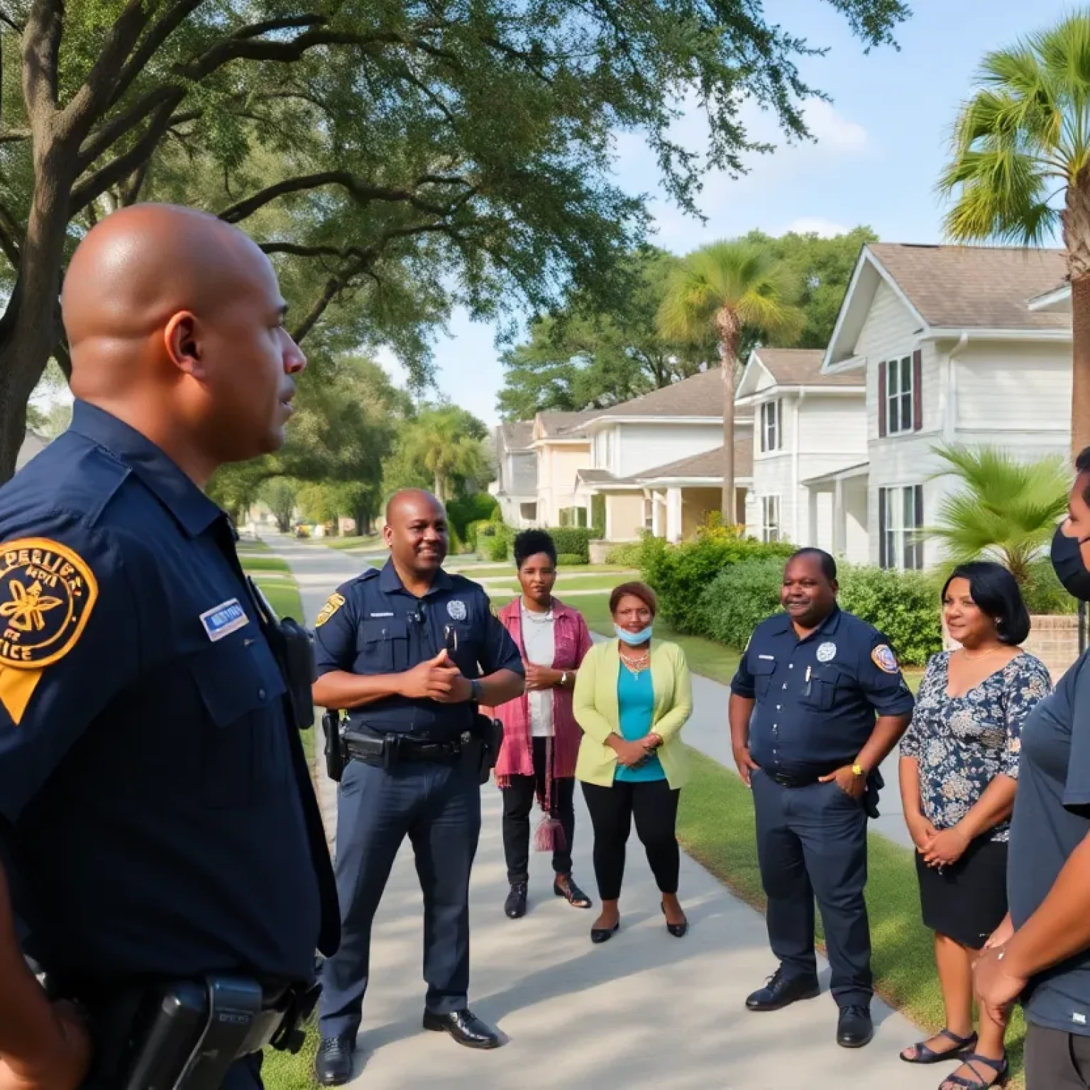 Calm Jacksonville neighborhood with police presence