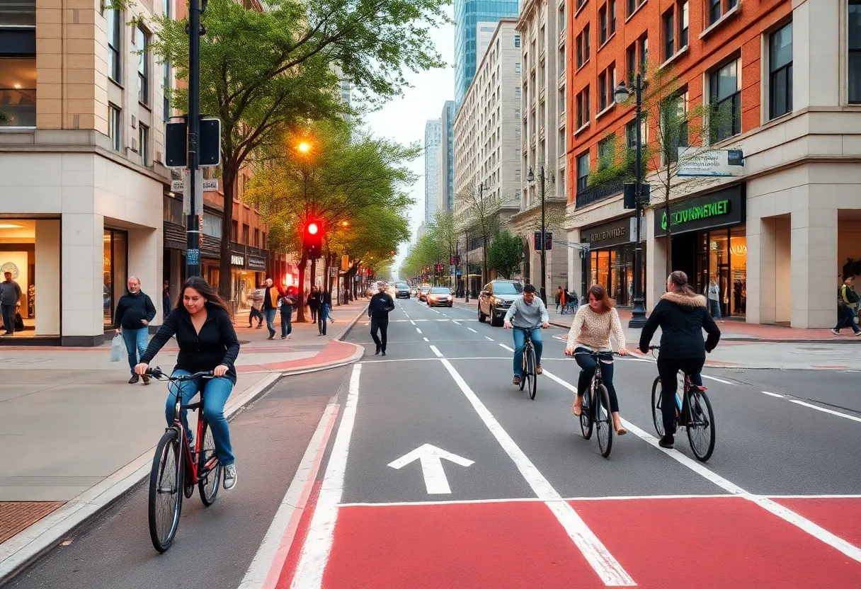 Park Street in Jacksonville featuring new bike lanes and widened sidewalks.