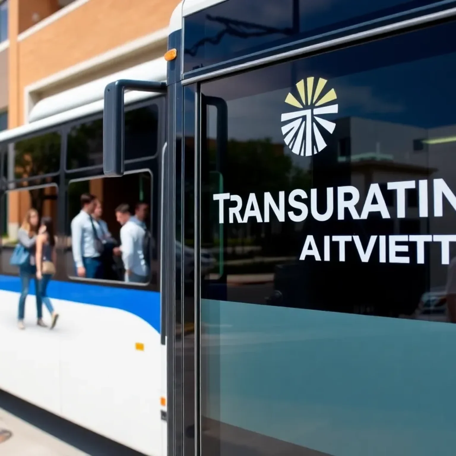 A Jacksonville Transportation Authority bus outside a trade school.