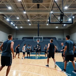 Student-athletes from Jacksonville University and UNF training on the basketball court