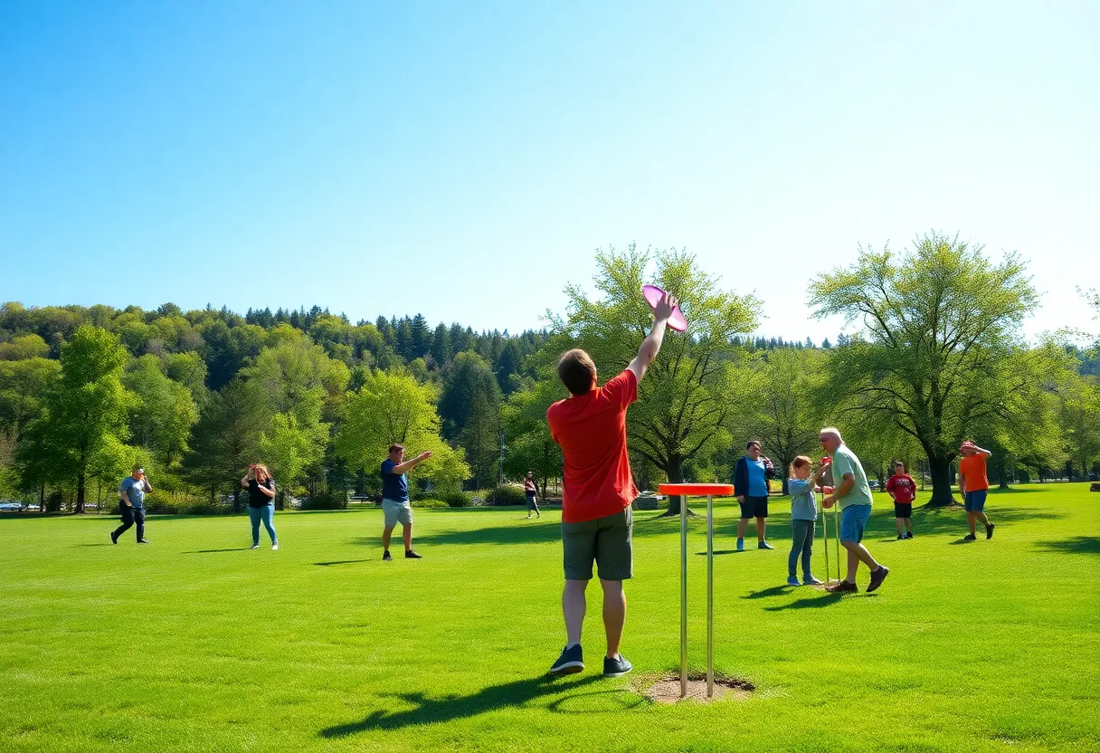Players enjoying disc golf at Klutho Park in Jacksonville