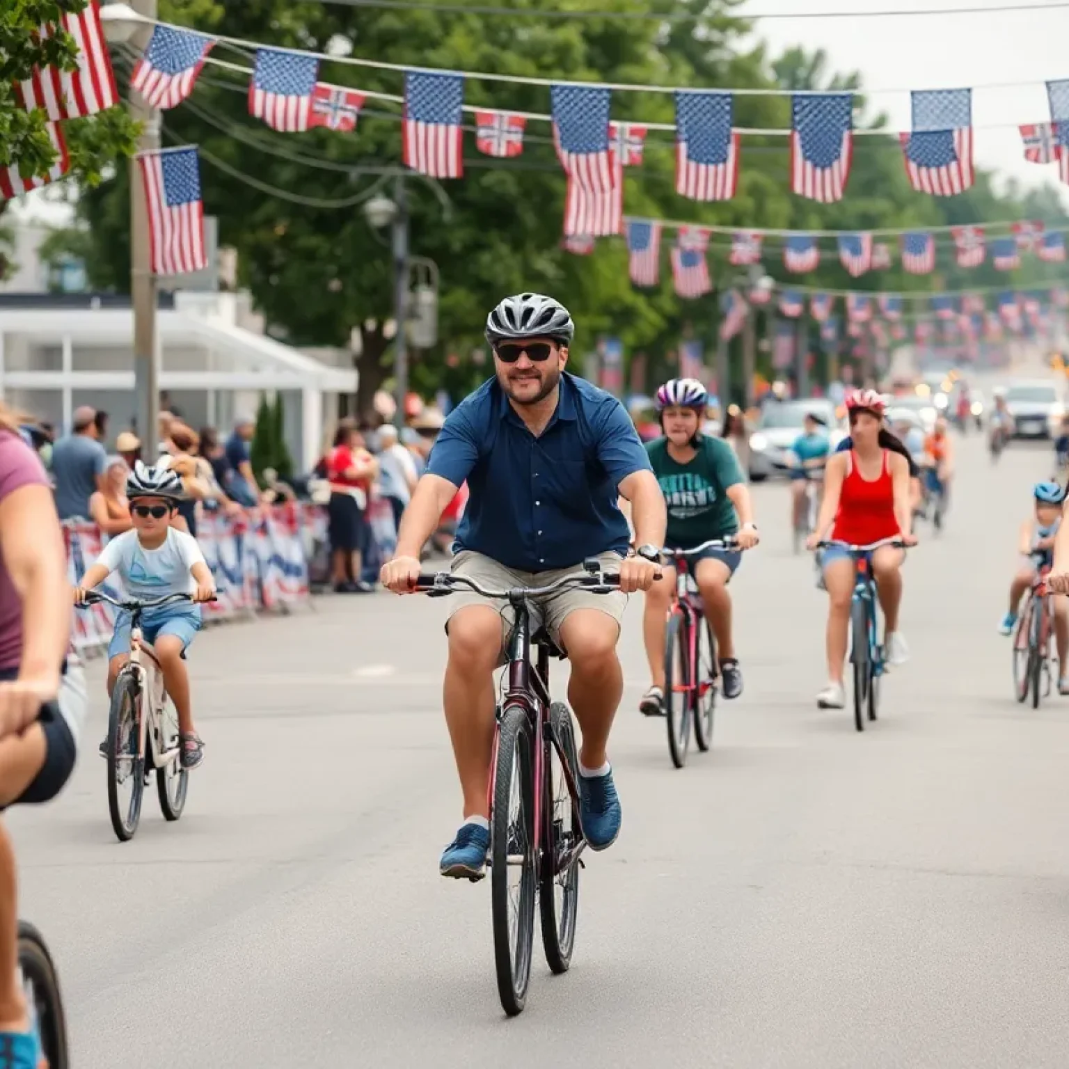 Cyclists participating in Neptune Beach Fourth of July event