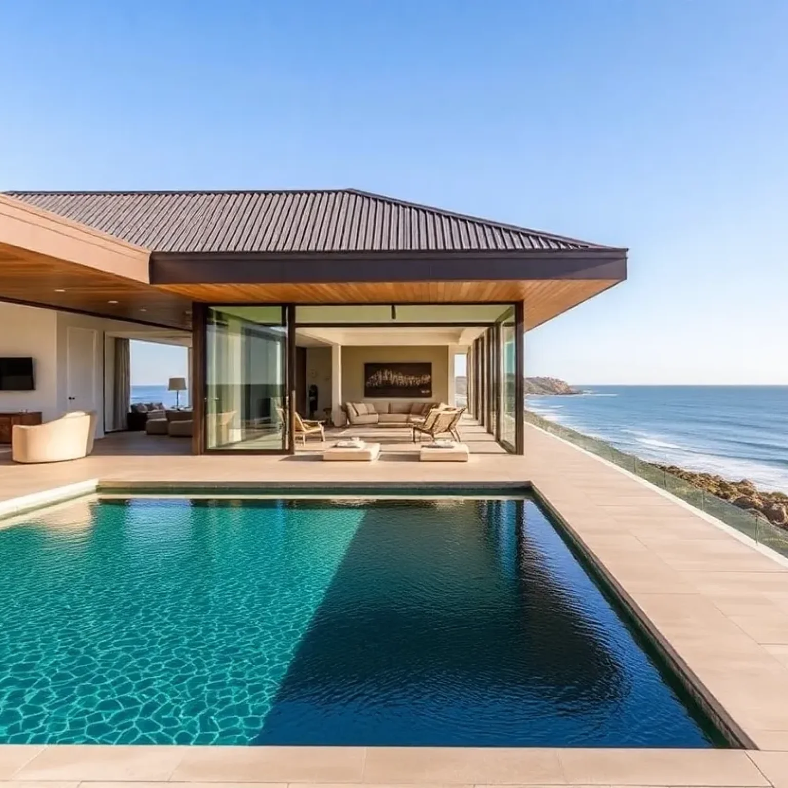 Oceanfront property in Atlantic Beach featuring a modern design