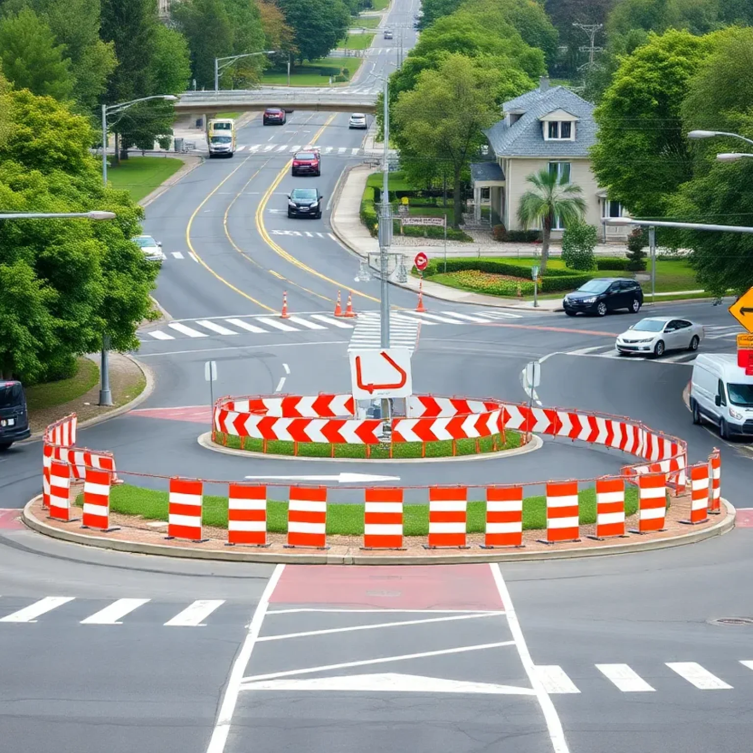 Construction of a roundabout on Post Street in Murray Hill