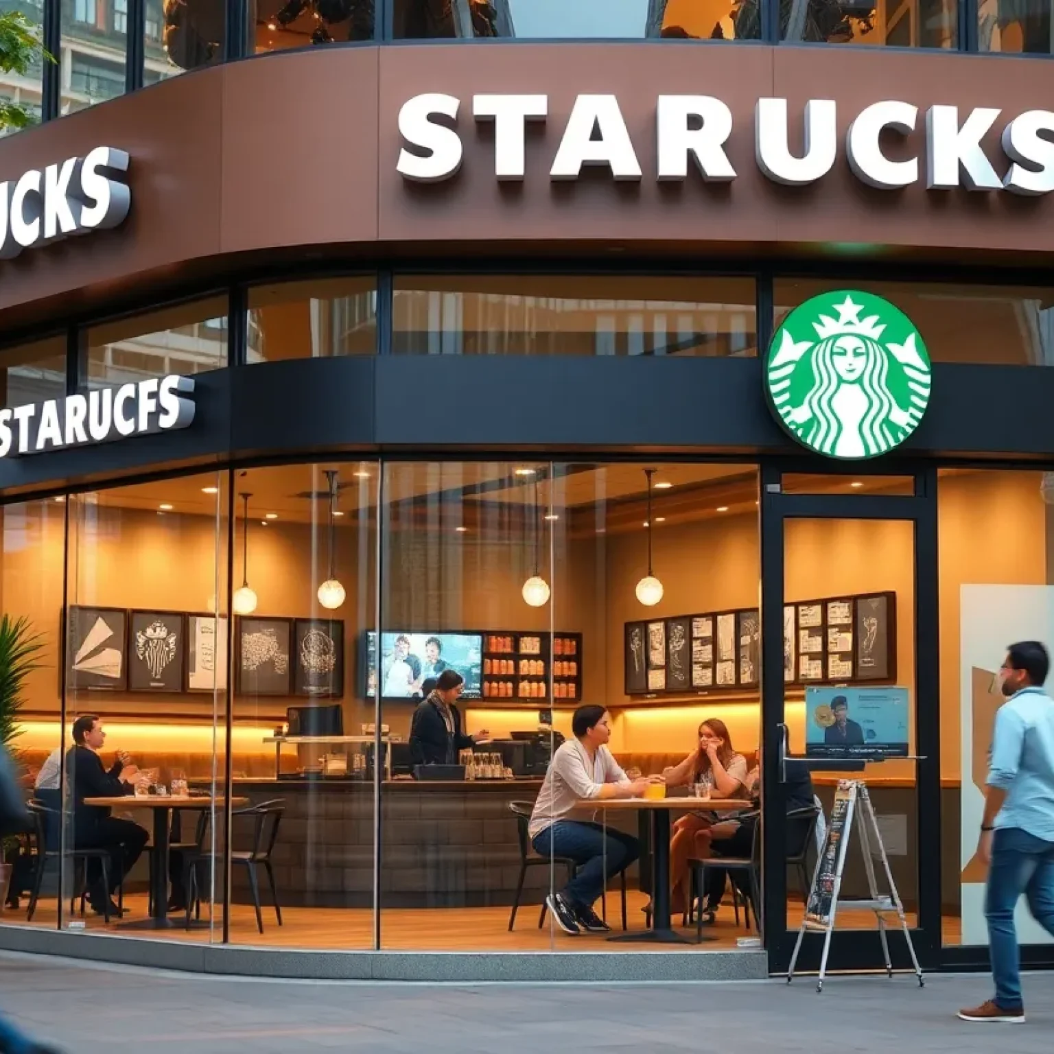 Interior of Starbucks café in downtown Jacksonville