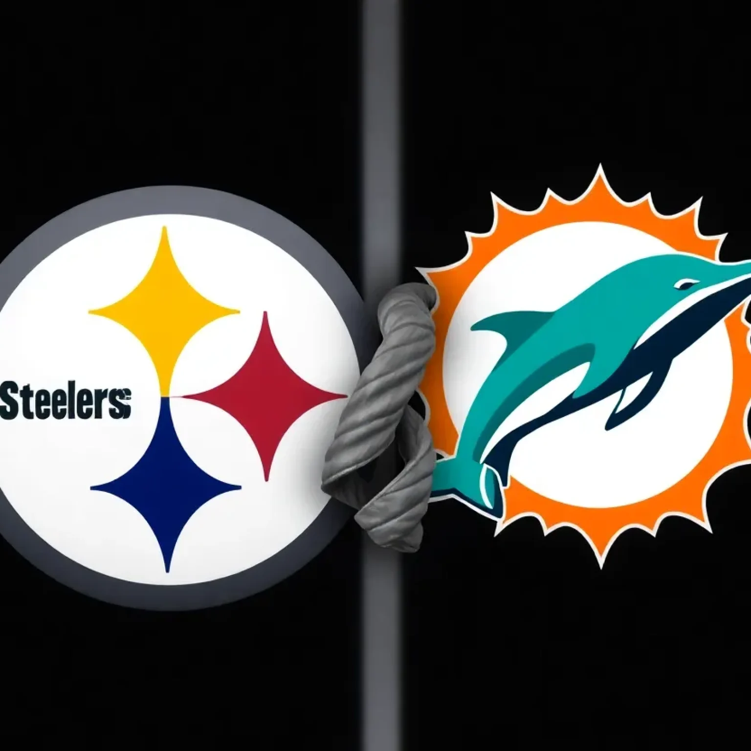 Pittsburgh Steelers and Miami Dolphins logos symbolizing an NFL trade.