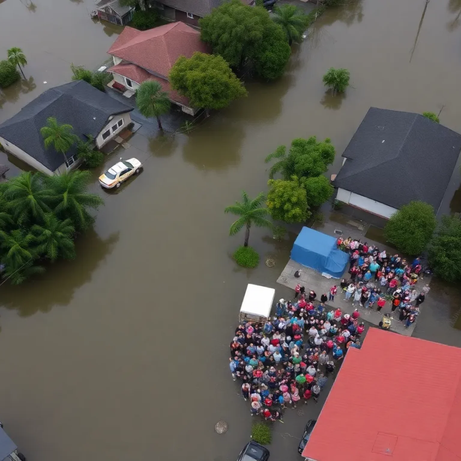 Community members supporting each other during recovery from Texas flash floods.