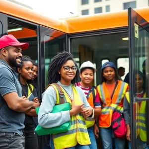 Trade school students using the bus service in Jacksonville