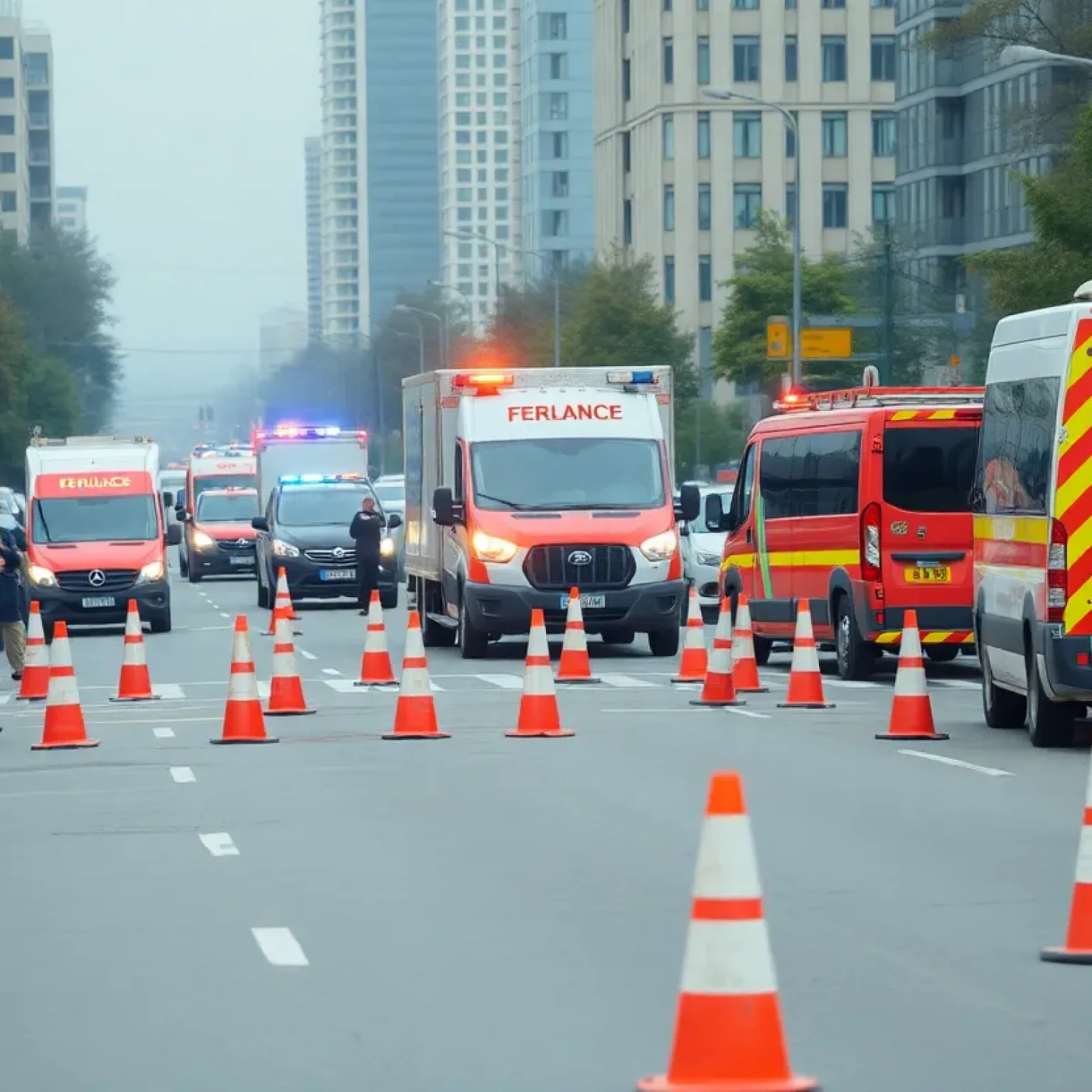 Emergency vehicles at a traffic accident scene on San Pablo Road in Jacksonville.