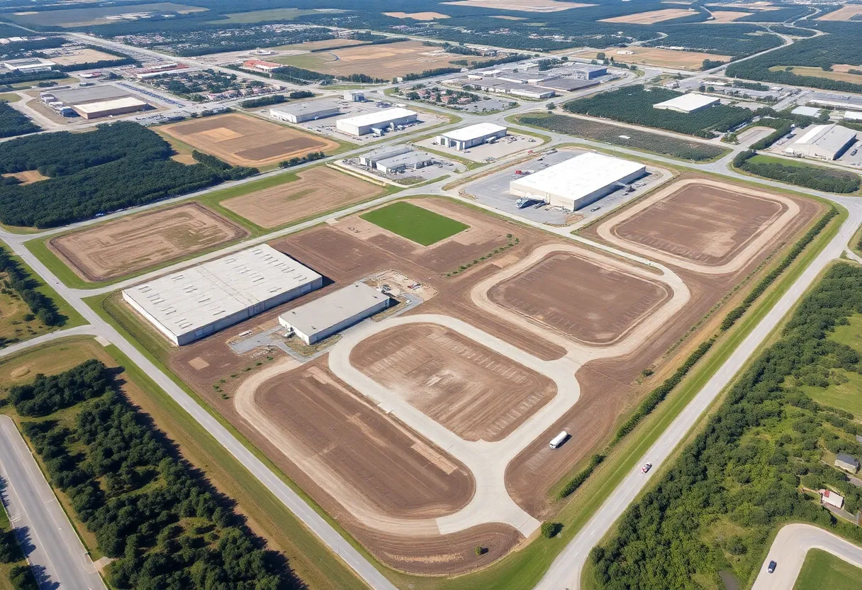 Aerial view of vacant industrial land in Jacksonville for Sysco's development