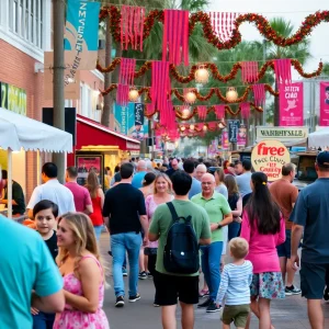 Families and friends celebrating 904 Day in Jacksonville with local music and food.