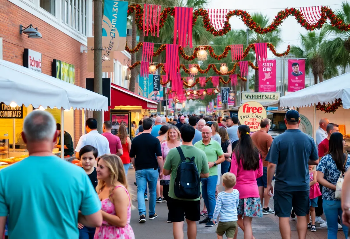 Families and friends celebrating 904 Day in Jacksonville with local music and food.