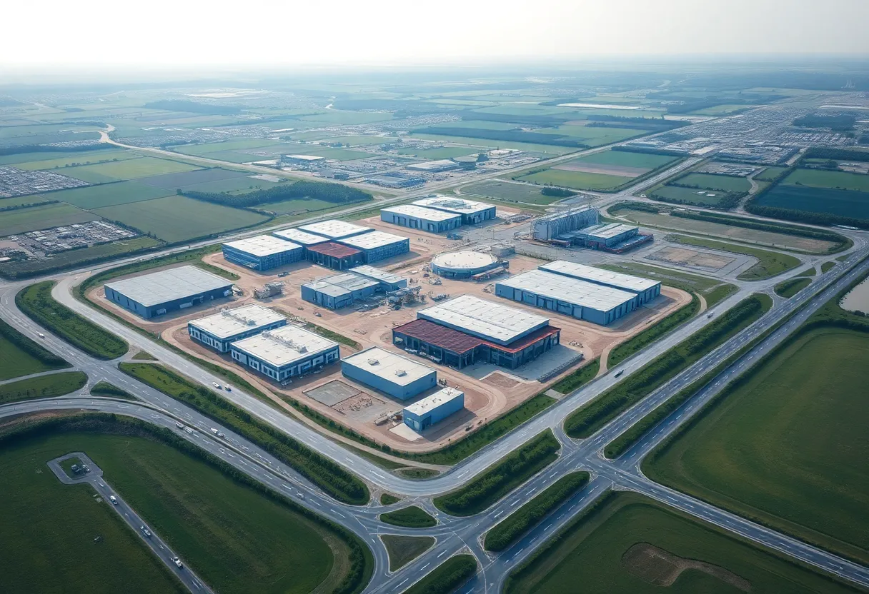 Aerial view of the Airport Commerce Center construction site in Jacksonville