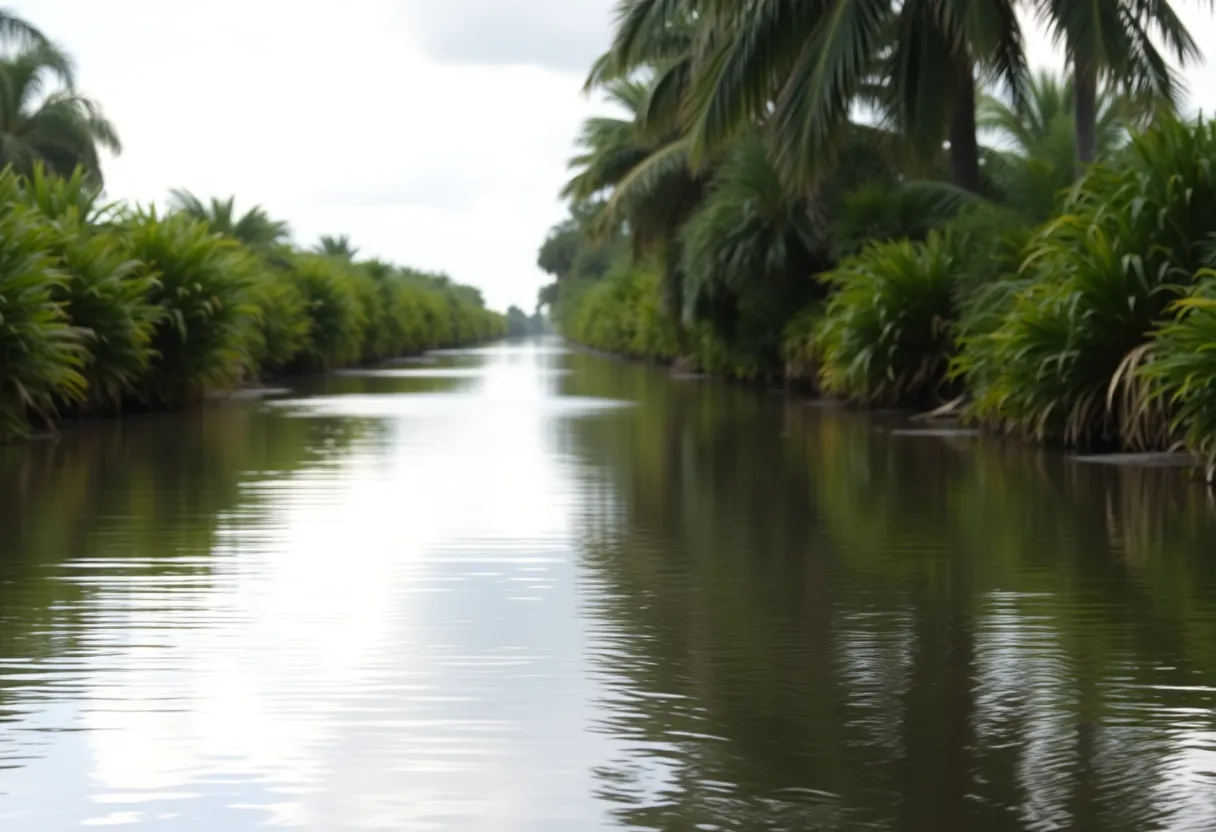 Calm canal in Central Broward, Florida, during an investigation
