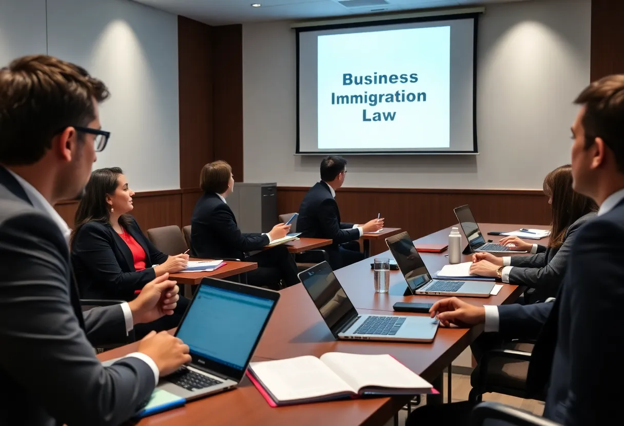 Attorneys participating in a Business Immigration Law seminar