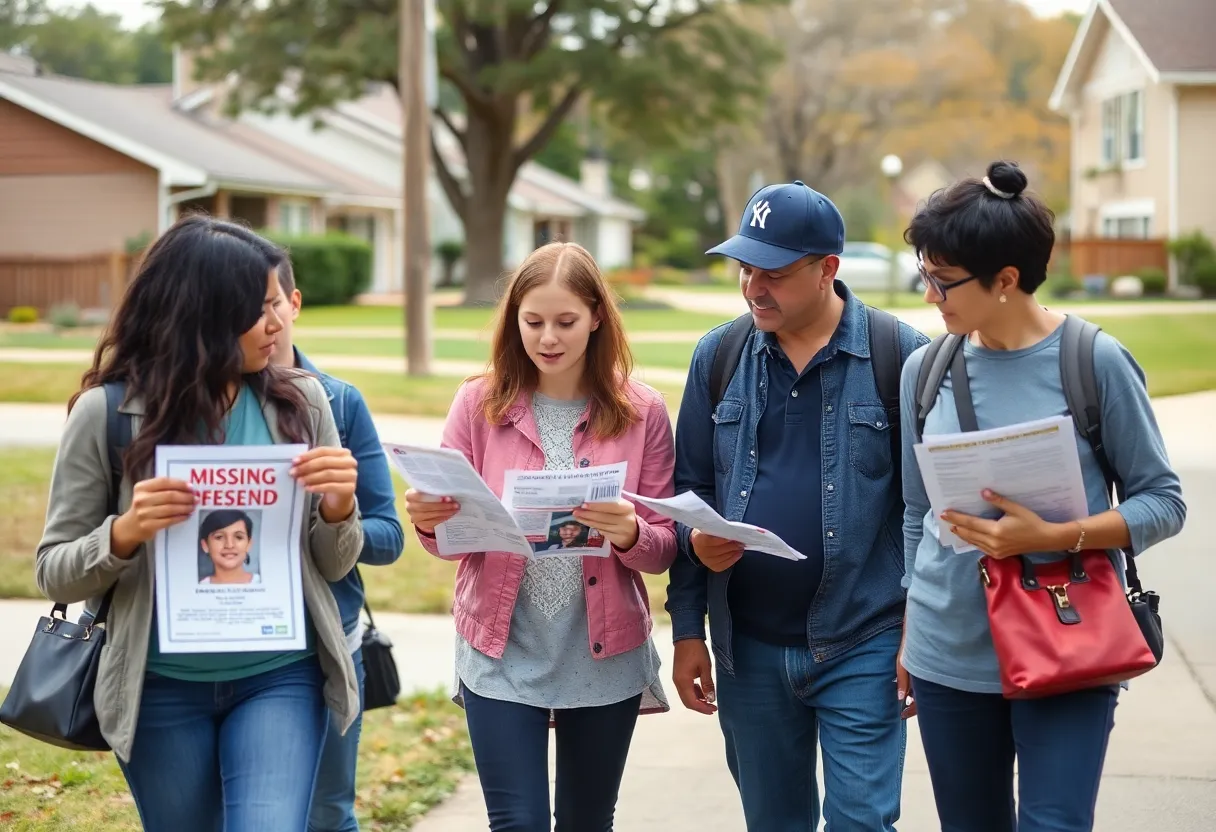 Community members organizing search efforts for a missing woman in Maxville