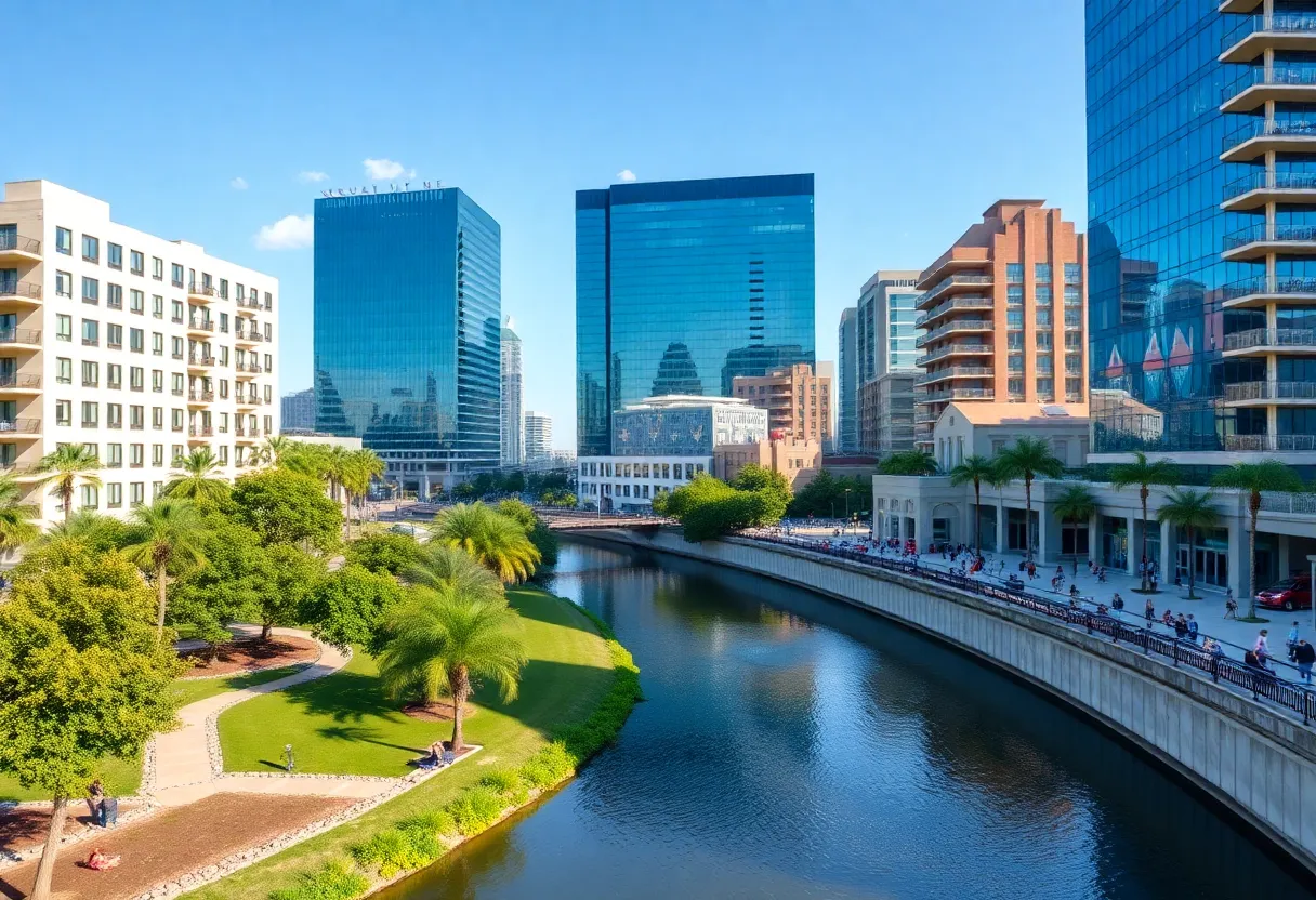 Modern buildings and parks in Downtown Jacksonville