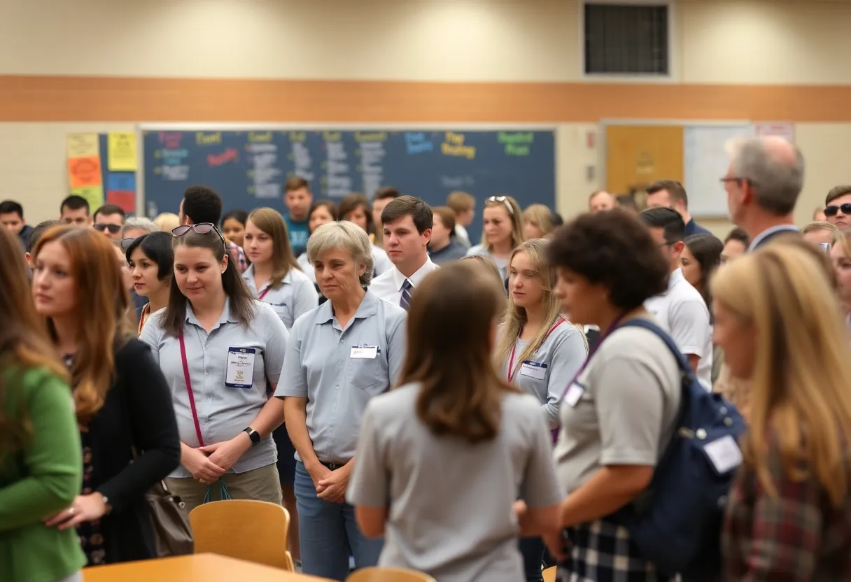Parents and school officials at a meeting about uniform policies in Duval County.