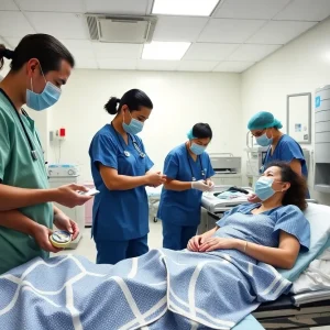 Healthcare professionals assisting patients in an emergency room