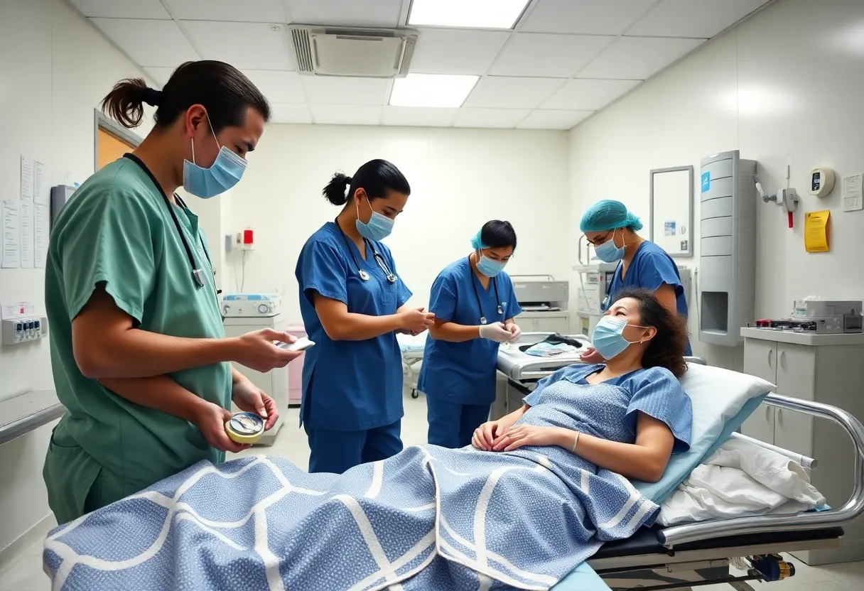 Healthcare professionals assisting patients in an emergency room