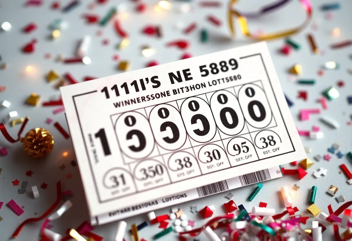 Winning Florida Lotto ticket displayed with confetti