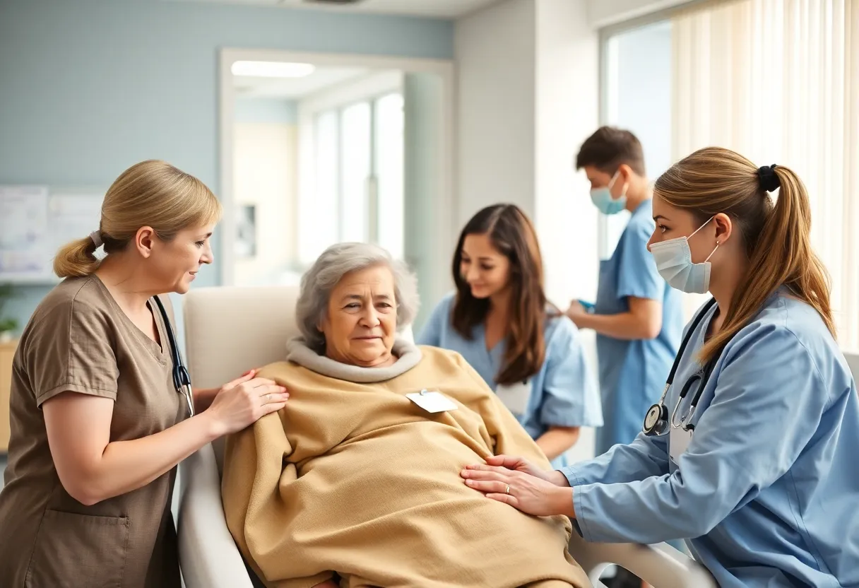 Healthcare providers assisting uninsured patients