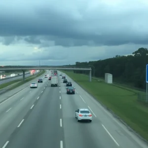 Traffic on I-10 East near Jacksonville after a fatal crash