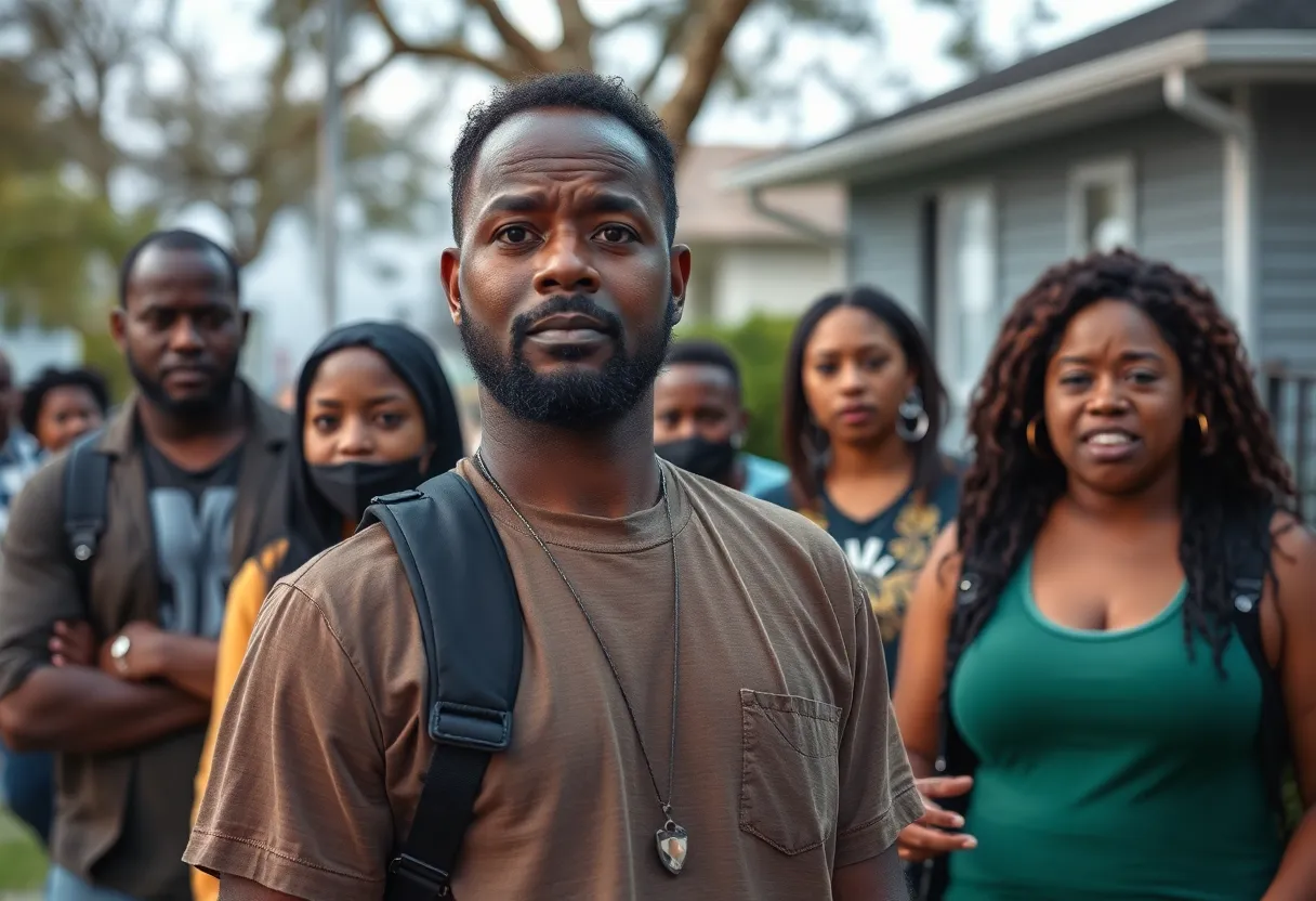 Community members discussing safety in Jacksonville after a stabbing incident.