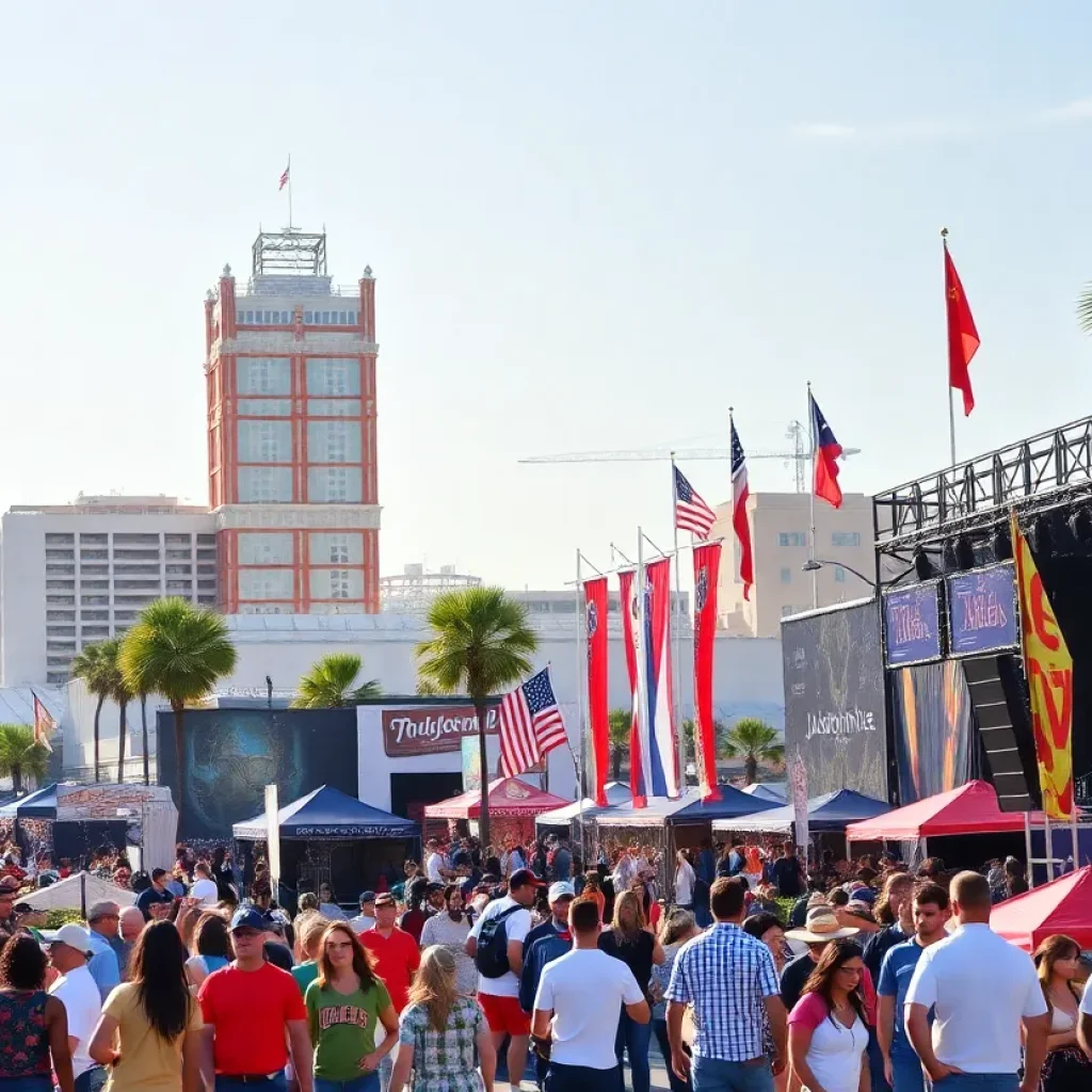 A collage of events in Jacksonville, featuring sports games, concerts, and festivals.
