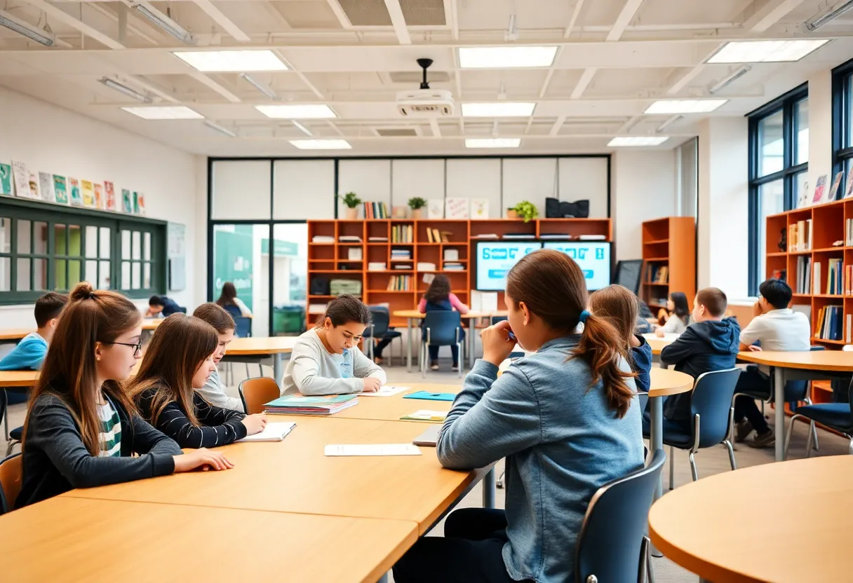 Students in a Jacksonville high school classroom engaged in learning