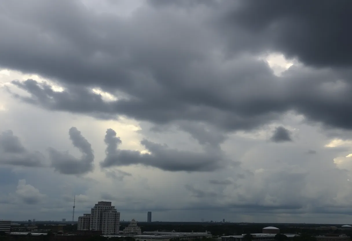 Dramatic sky over Jacksonville, Florida indicating hurricane season preparations