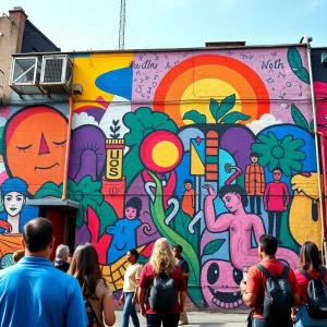 Colorful mural representing local Jacksonville culture
