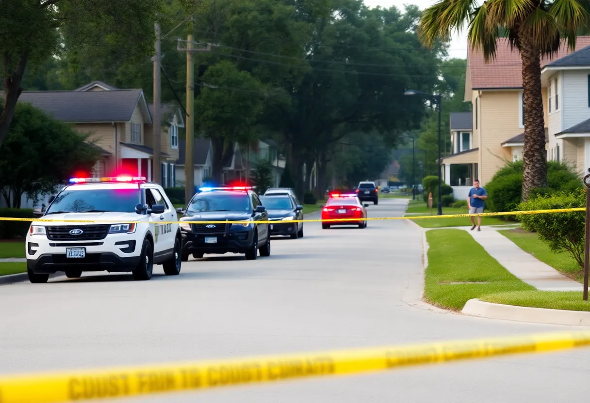 Police vehicles at a crime scene in Jacksonville