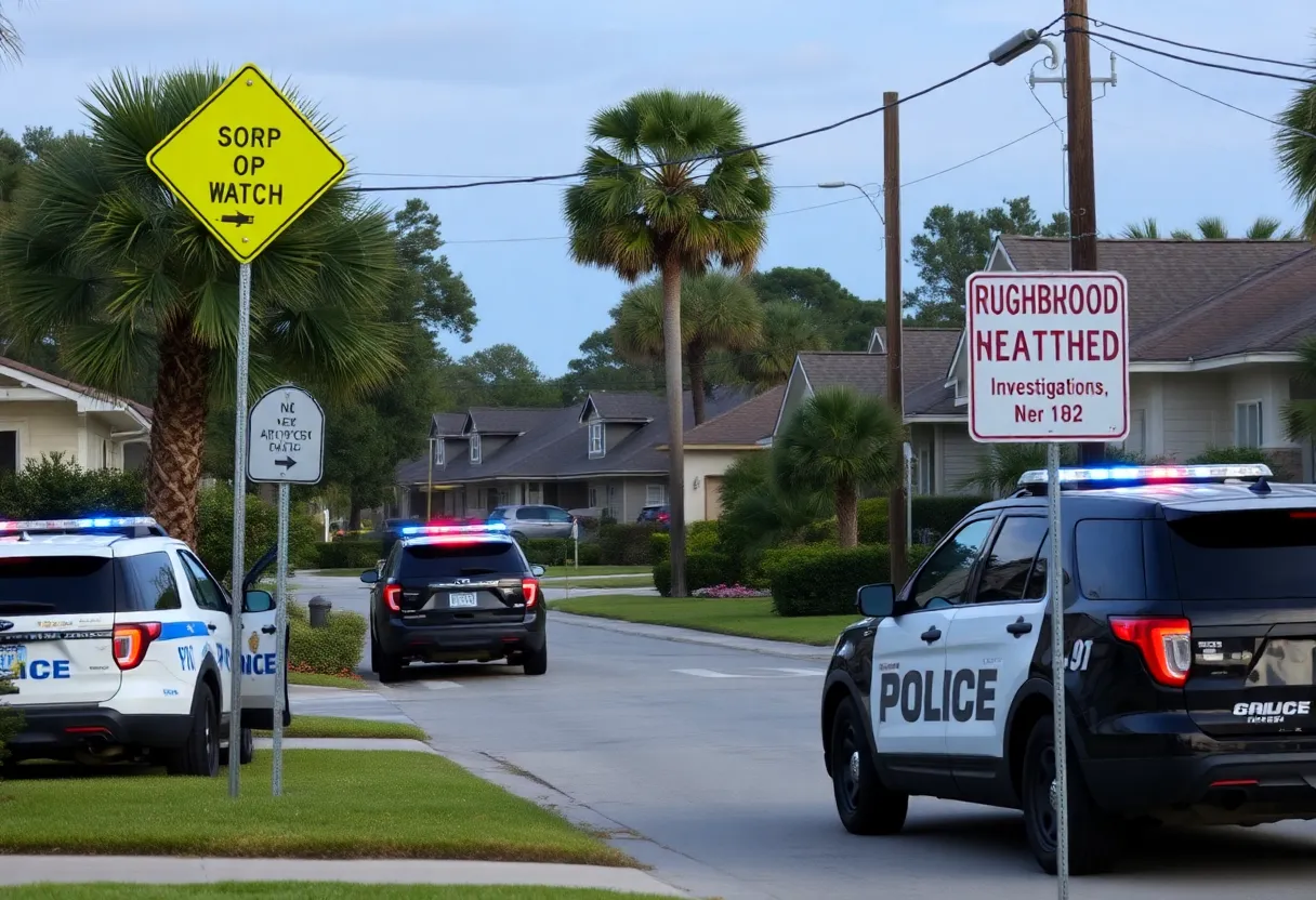 Scene of a neighborhood investigation in Jacksonville, Florida