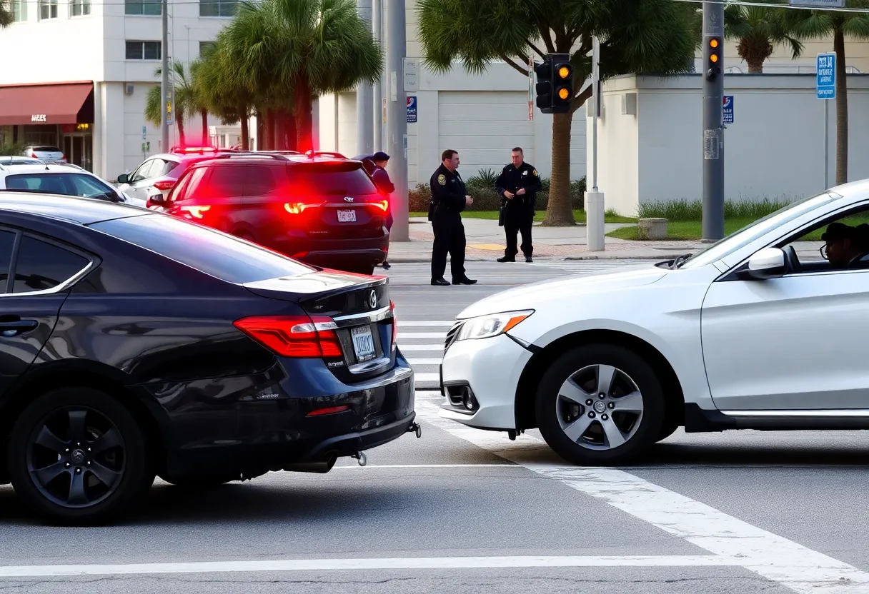 Road rage incident scene in Jacksonville, Florida