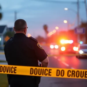 Police officers at a crime scene in Jacksonville, Florida