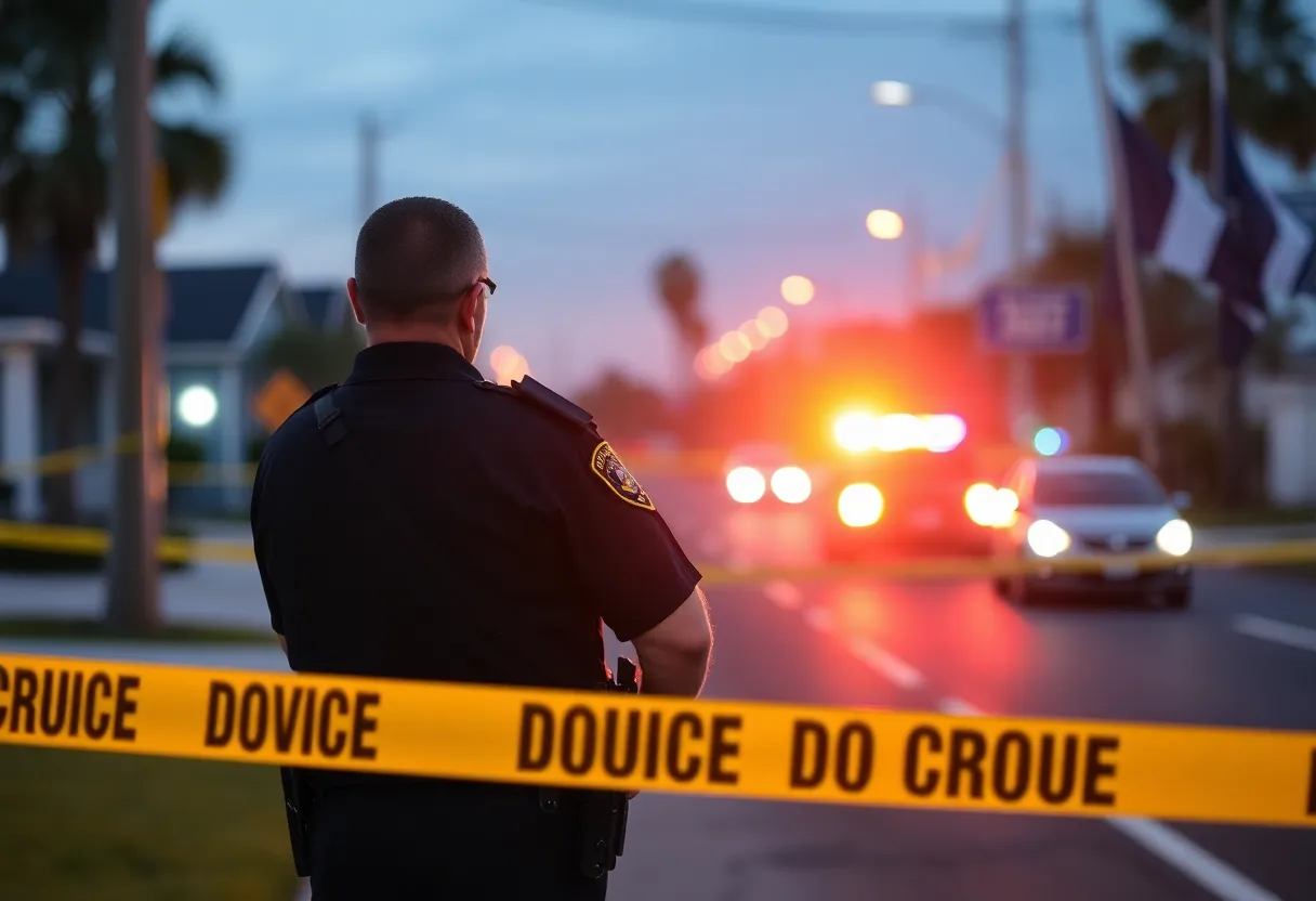 Police officers at a crime scene in Jacksonville, Florida