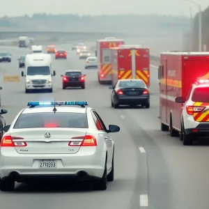 JSO cruiser and multiple vehicles involved in a traffic accident on I-295 North