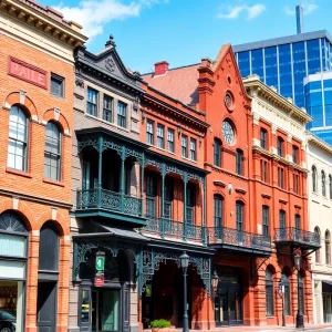 The historic buildings of the Laura Street Trio in Jacksonville