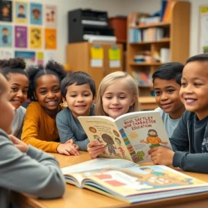 Students learning in a classroom setting focused on character education