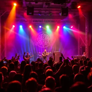 Concert performance by Lynyrd Skynyrd in Jacksonville with a lively audience.