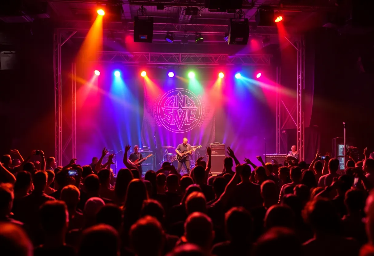 Concert performance by Lynyrd Skynyrd in Jacksonville with a lively audience.
