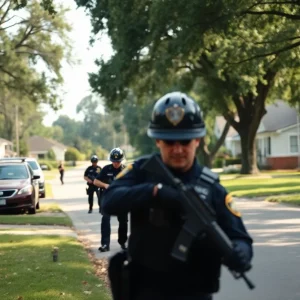 Manhunt Scene in Neighborhood