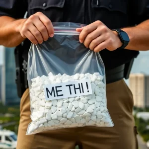 Law enforcement officer with drugs