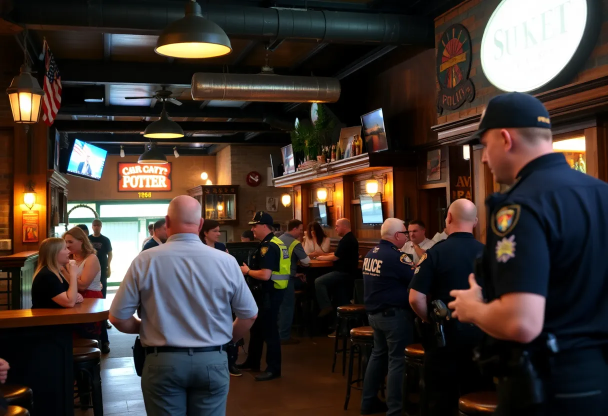 Police presence at a local bar following a shooting incident in Montana