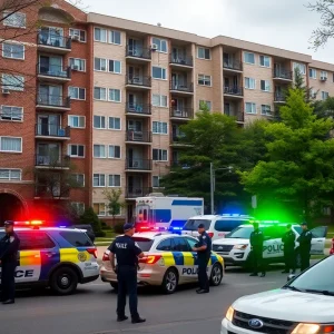 Police vehicles at an apartment complex in St. Marys