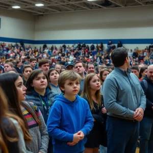 Concerned parents and students during a school event