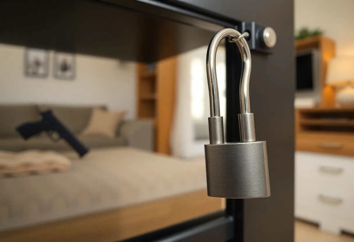A secure gun safe demonstrating proper firearm storage practices