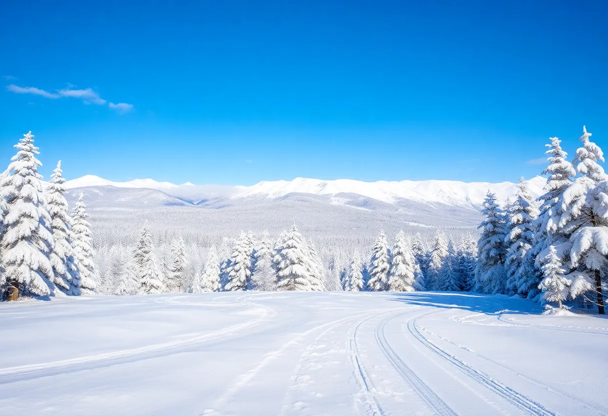 A scenic winter landscape filled with snow, representing anticipated winter conditions.